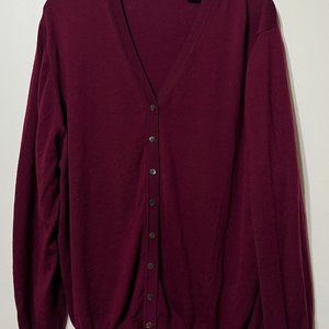 Kate Hill 100% Italian Merino Wool Cardigan Sweater in Burgundy Sz 3X